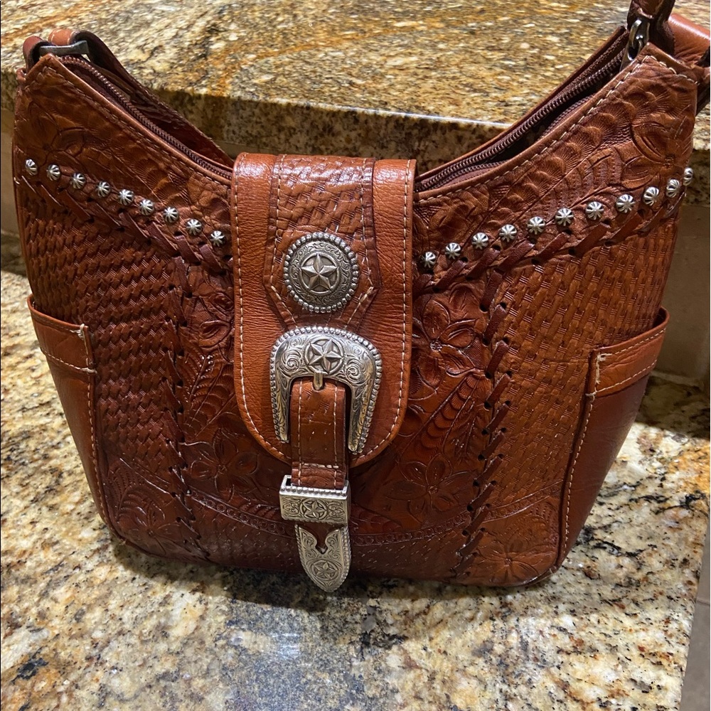 Authentic vintage American West genuine leather Purse - made in Paraguay